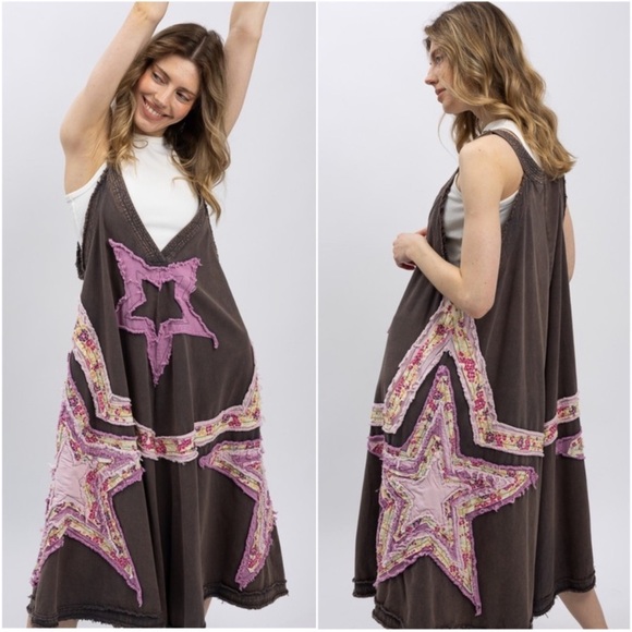 New • Bluevelvet Floral Print Star Patch Loose Dress Host Pick! - Picture 2 of 10